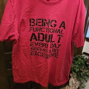 Red Graphic T-Shirt with Black Text